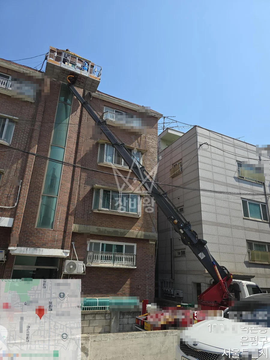 제주 서귀포시 표선면 토산리 스카이차 철골 작업 현장