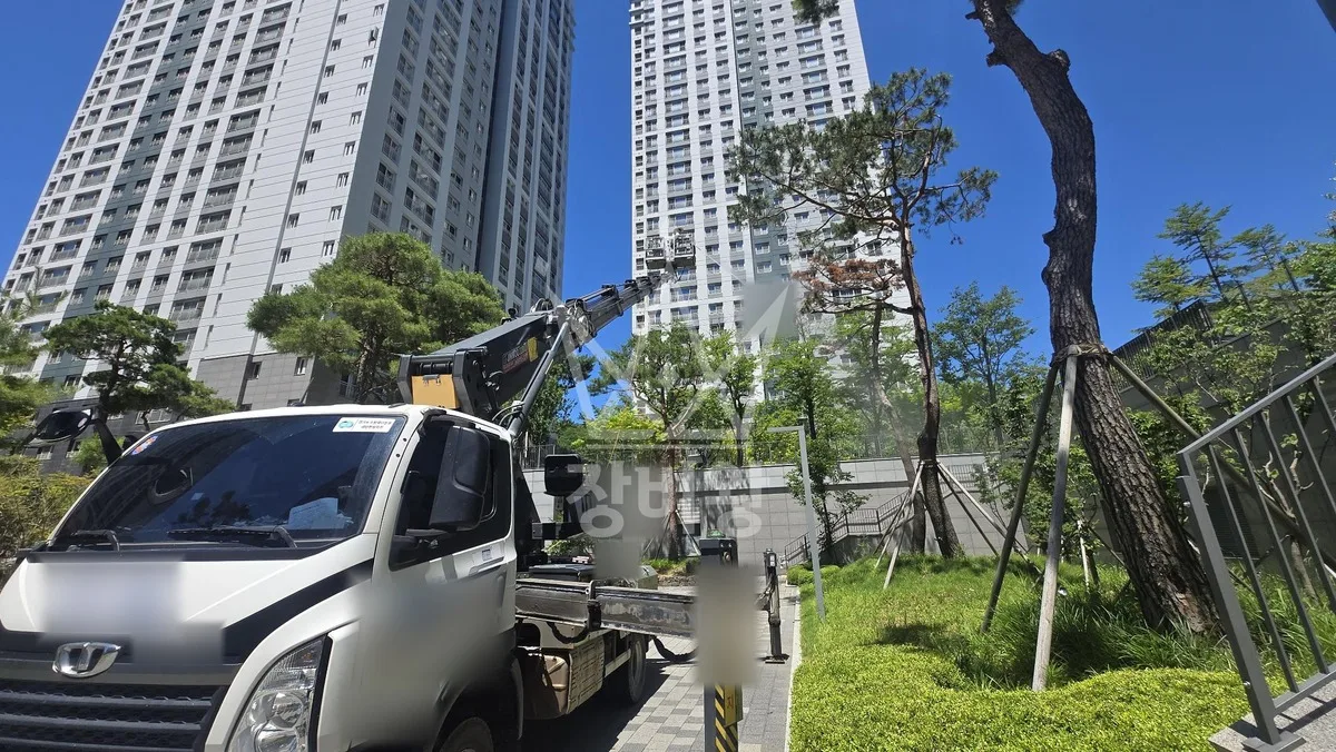 경기 하남시 스카이차 외벽 작업 작업 현장